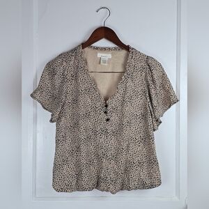 Urban Romantics Leopard Bubble Hem Blouse S